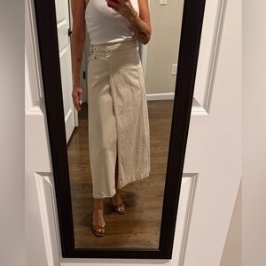 ZARA Cream Midi Wrap Skirt with Side Slit - Small